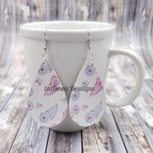 Pastel Feather Faux Leather Earring ER1645 Handmade NWT Boutique